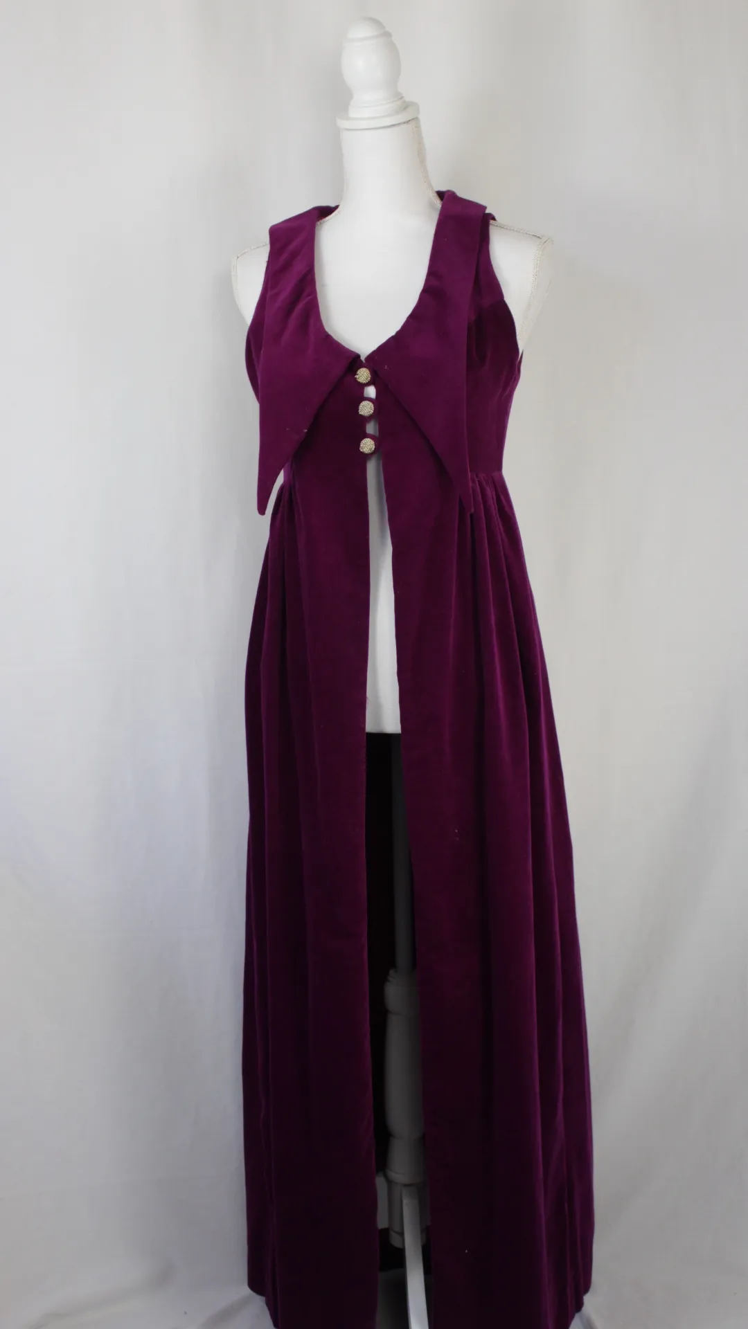 Pointed Collar '70s Style Purple Velvet Overdress ()
