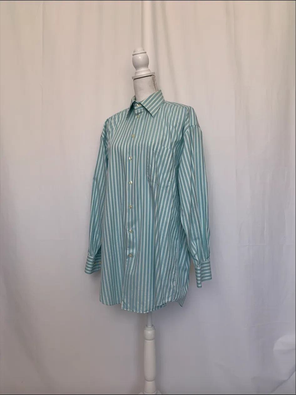 Blue/Green Striped Shirt - Claiborne (Large)