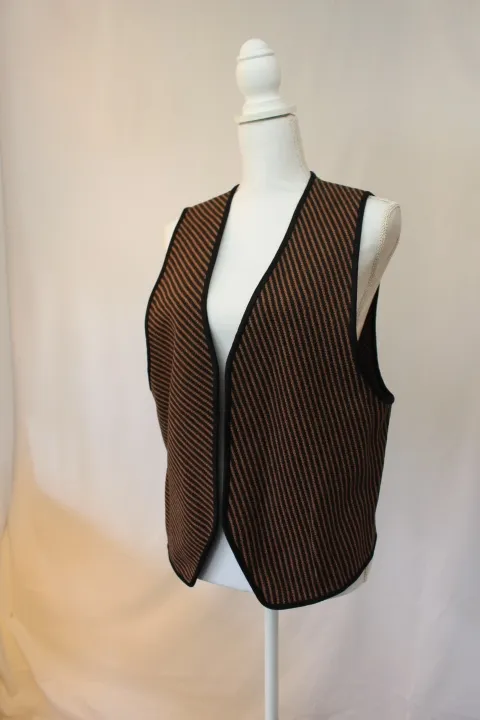 Black and Brown Striped Vest - Cotton/Hemp Woven ()
