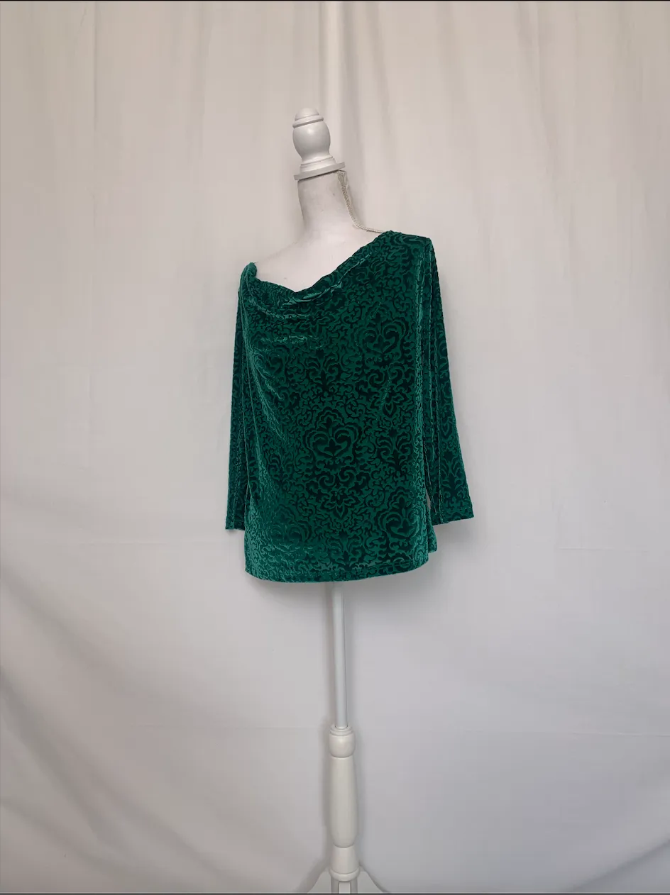 Green on Green Patterned Short Sleeve Shirt - Liz Claiborne (Extra Large)