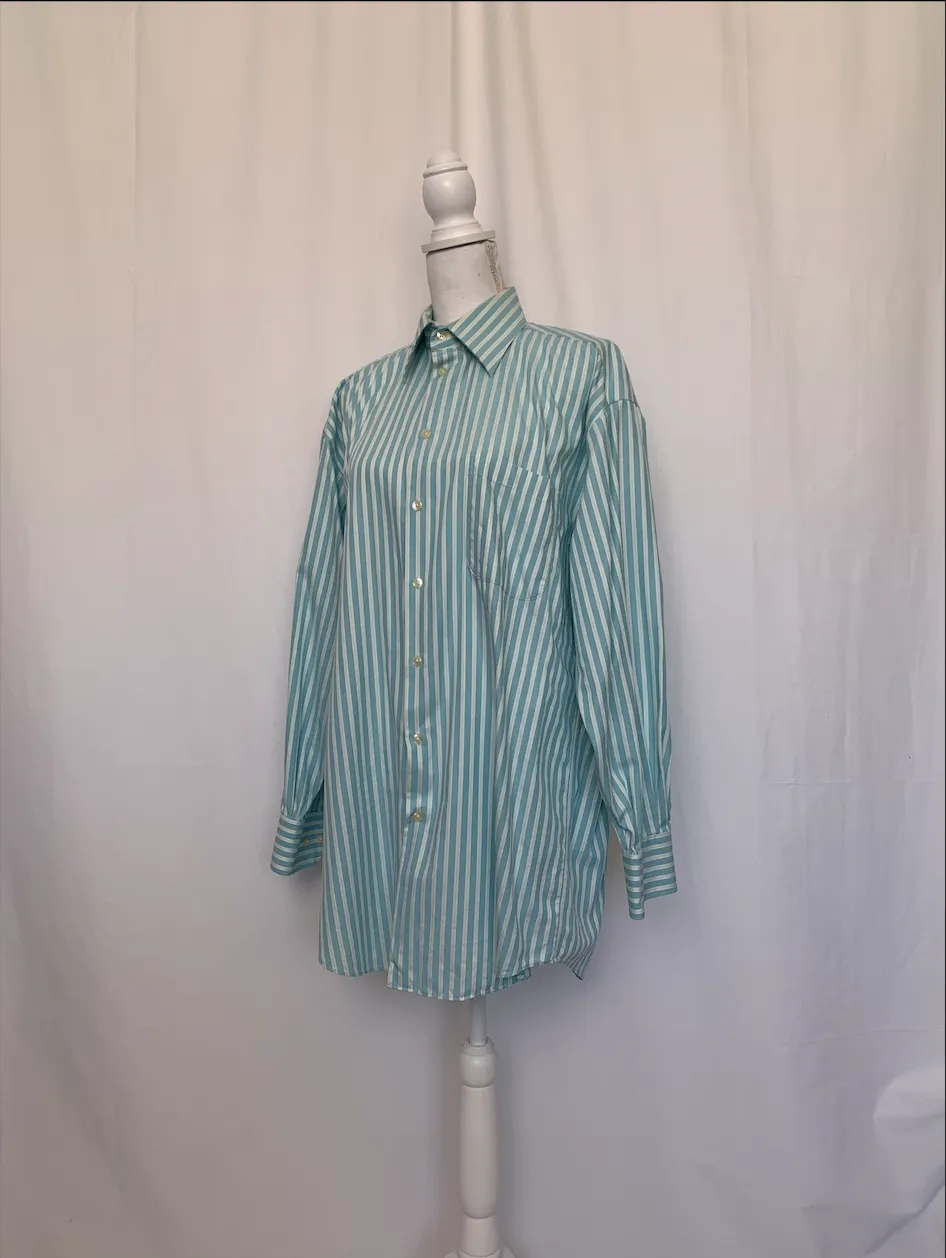 Blue Green Striped Shirt - Claiborne (Large)