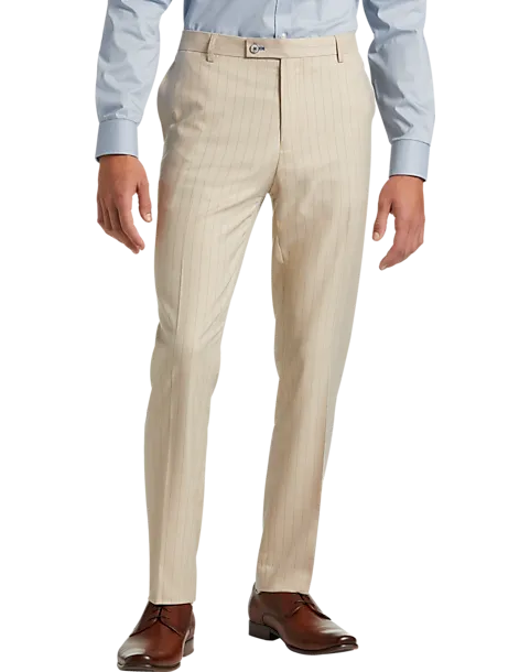 Khaki Suit Pant with Blue Stripe 