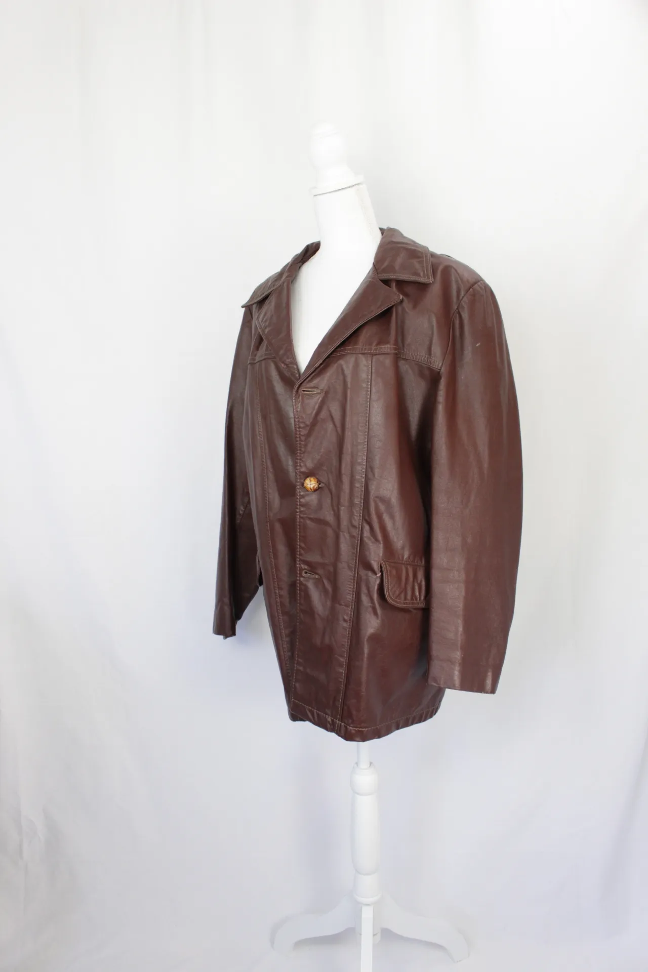 Brown Jacket -  Leather Buttoned ()