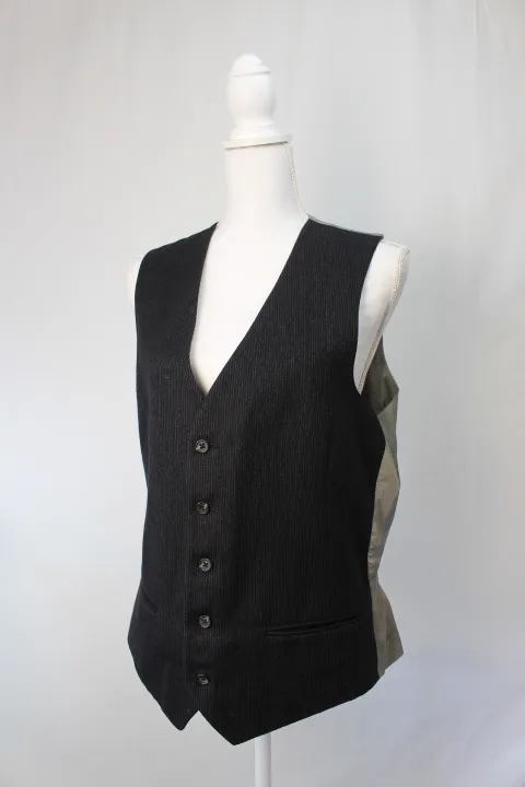 Black and Grey Striped Vest - Givenchy Patterned Back ()
