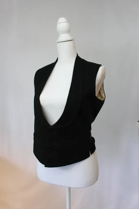 Black Suit Vest - Collared, Ribbon Trim ()