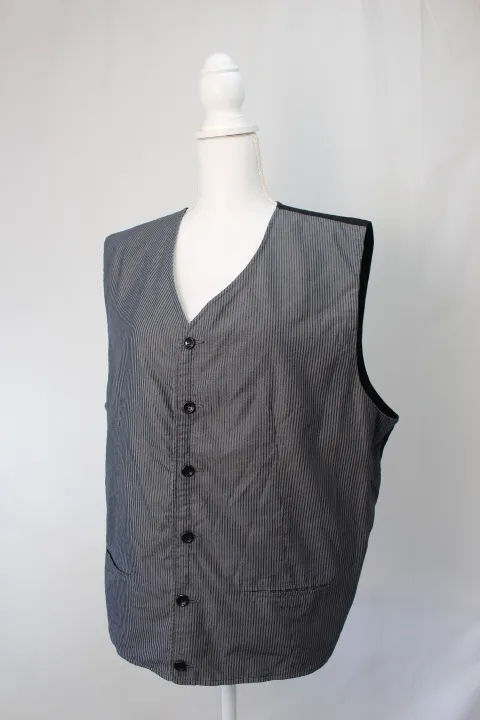 Grey/Blue Striped Vest - With black buttons ()