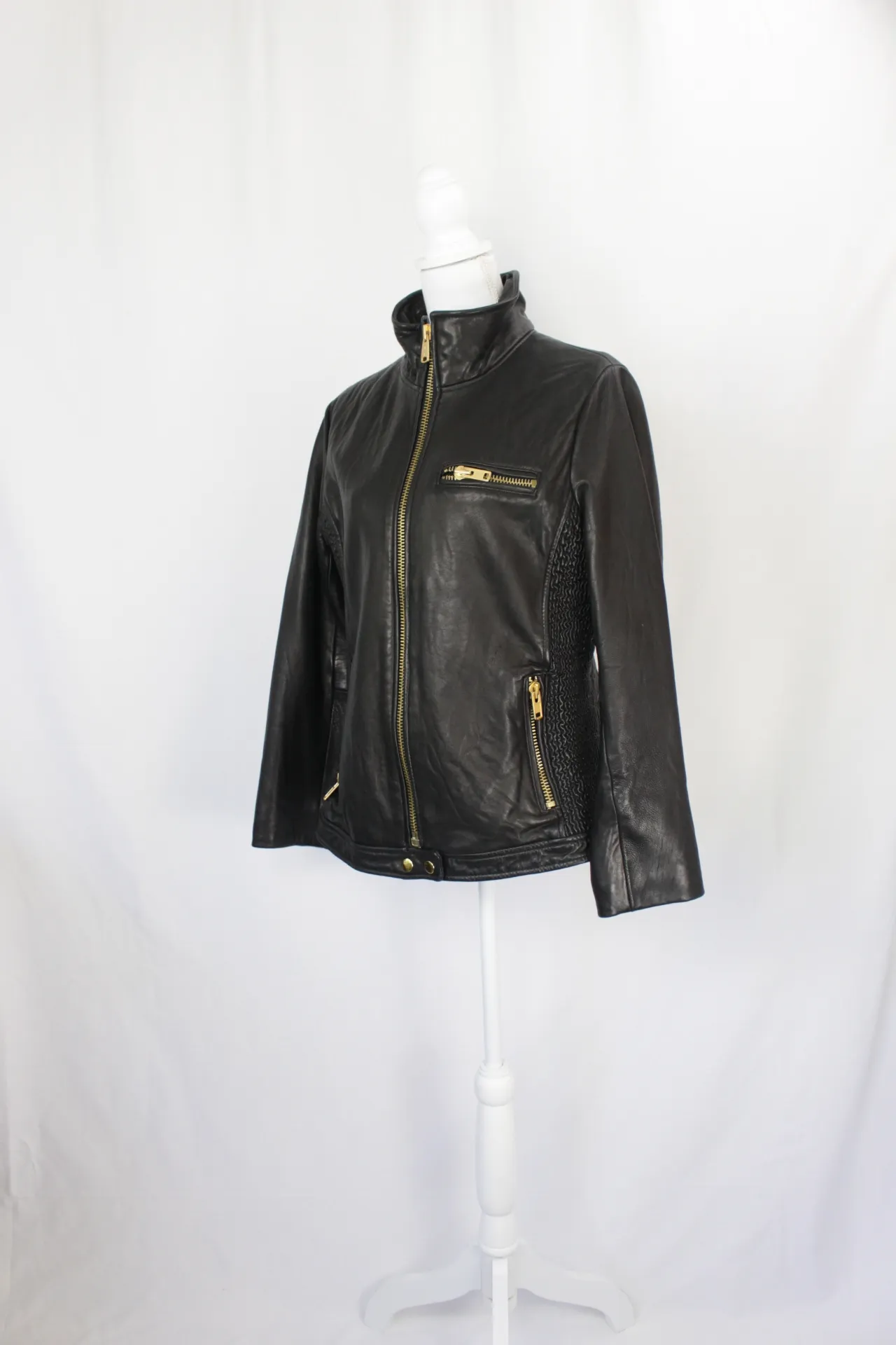 Black Jacket - Leather with Ruffled Sides (large) 