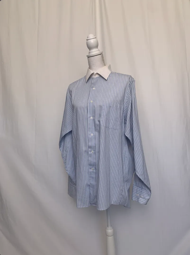 Blue And White Striped Shirt - Geoffrey Beene (Medium)