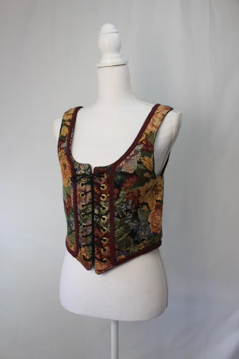 Floral tapestry Vest - Lace up ()