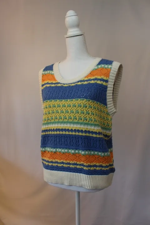 Multicolored Striped Sweater Vest - Crocheted ()
