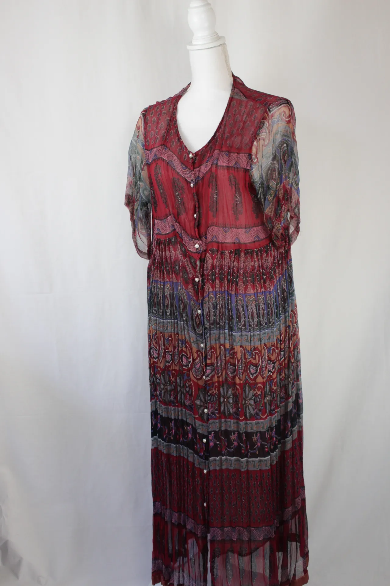 Red Dress - Sheer Paisley 