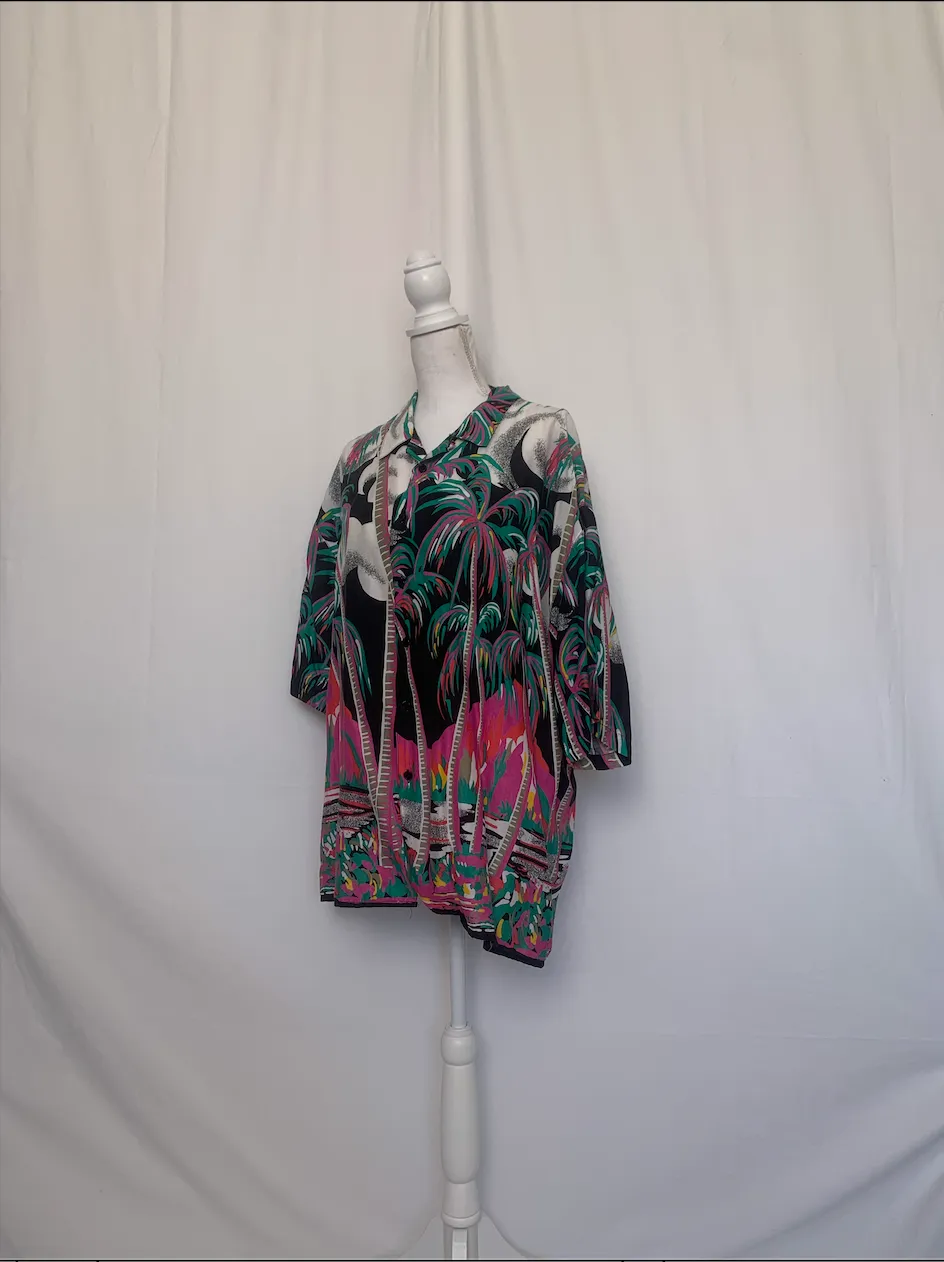 Multicolor Palm Tree Short Sleeve Shirt - Generra (Large)