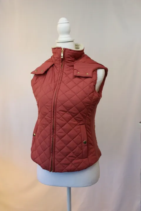 Pink Puffy Vest - Zip-Up with Faux Fur Lining ()