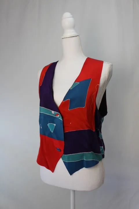 Blue, Purple, and Red Cropped Vest - Silk ()