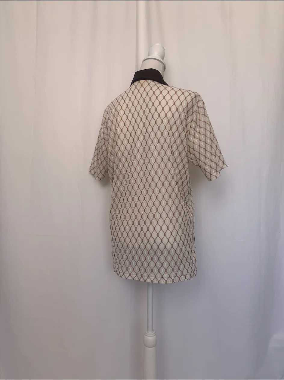 Off-White And Brown Patterned Polo Shirt - Encino ( )