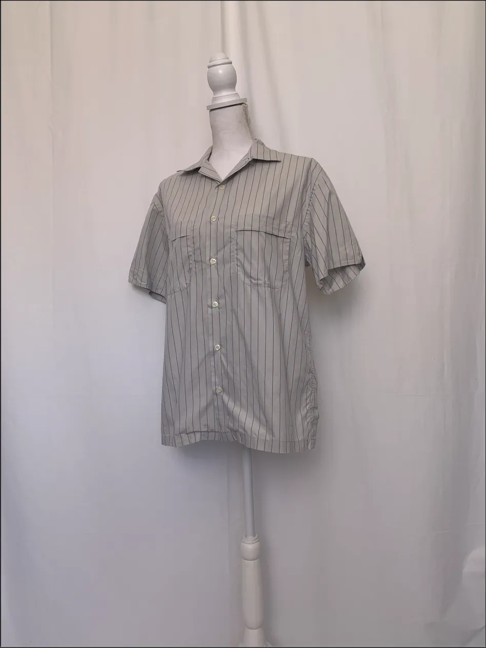 Blue Striped Short Sleeve Shirt - Pull & Bear (Medium)