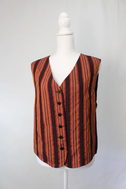 Ann Taylor Orange and Purple Striped Vest