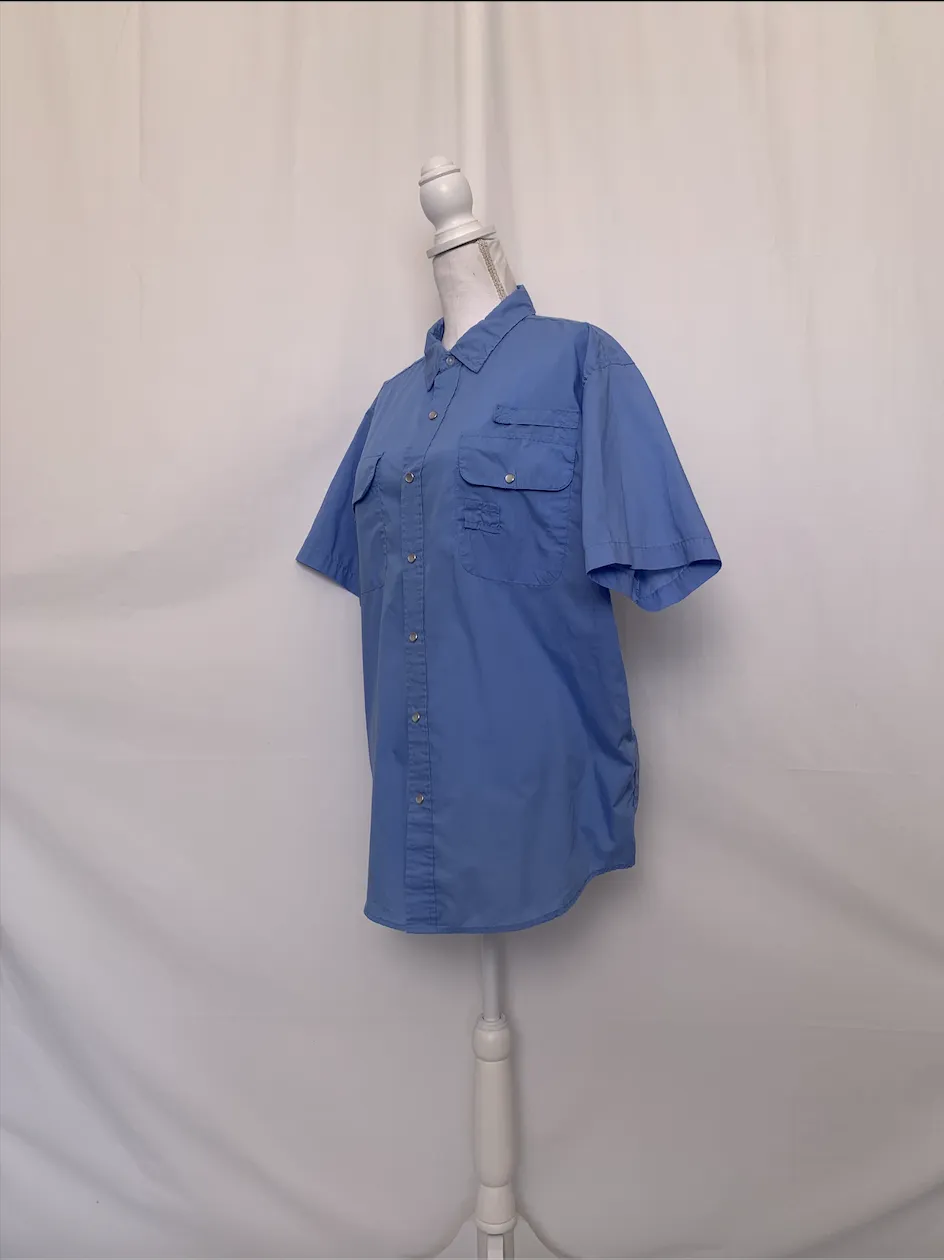 Short Sleeve Blue Shirt - Haband Travelers (Large)