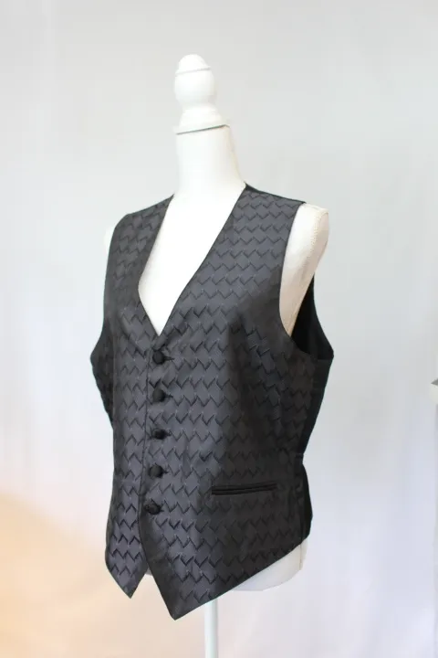 Dark Gray Suit Vest - Jacquard Woven Pattern ()