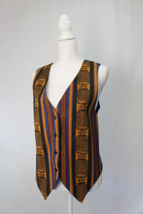 Yellow, blue, red, and black Vest - Striped Design ()
