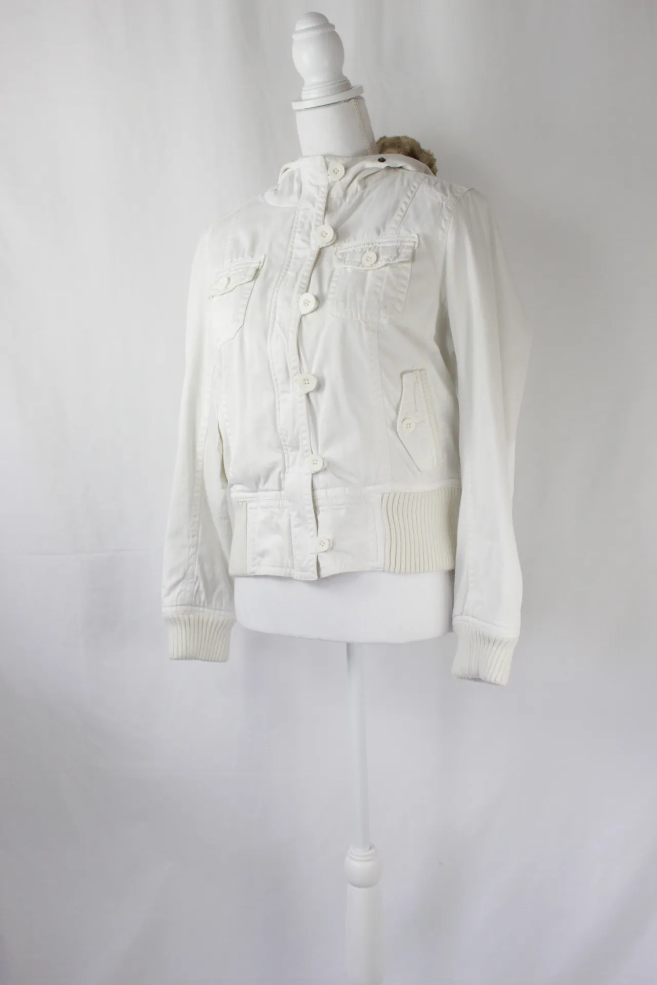 White Jacket -  Denim with Faux Fur Lining (large) 