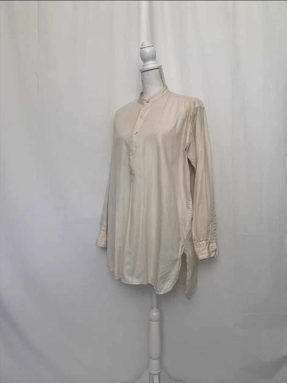 Off-White Striped Band Collar Shirt ( )