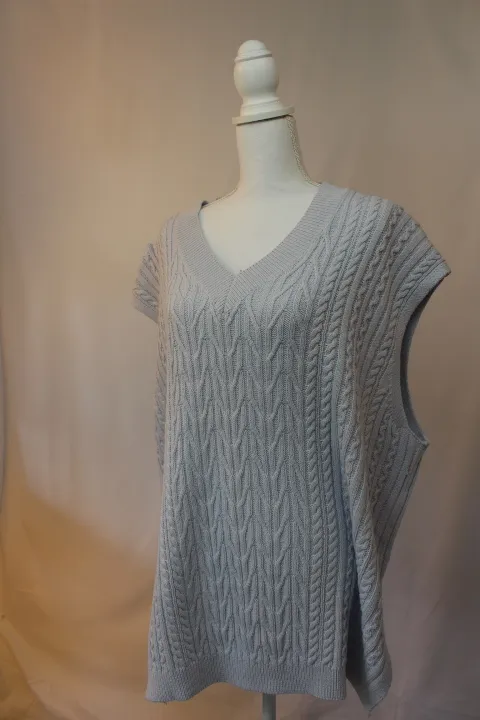 Grey Blue Sweater Vest -  V-Neck ()