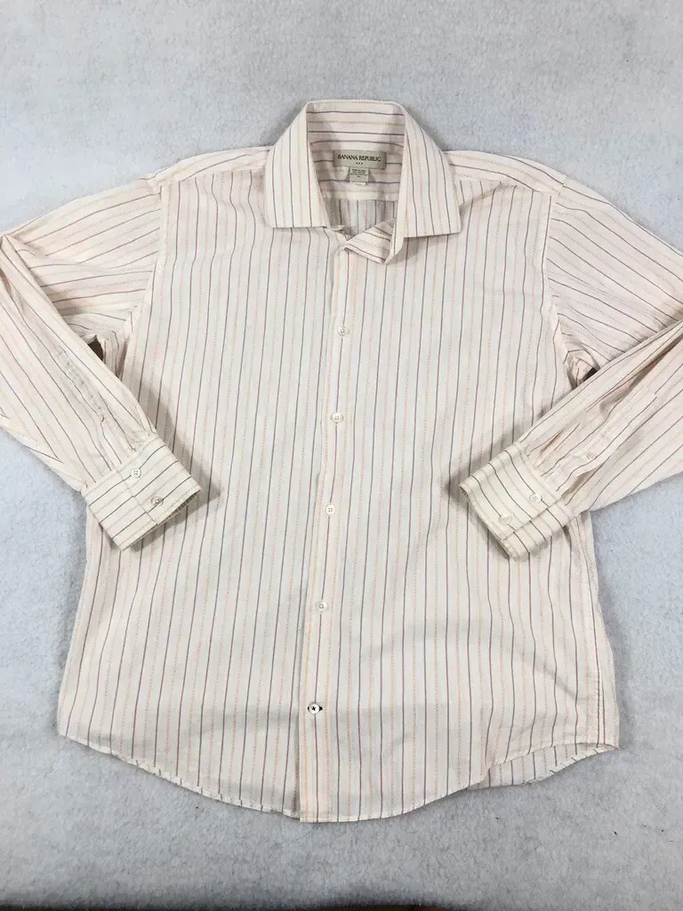 Banana Republic Red Stripe Long Sleeve Button Down