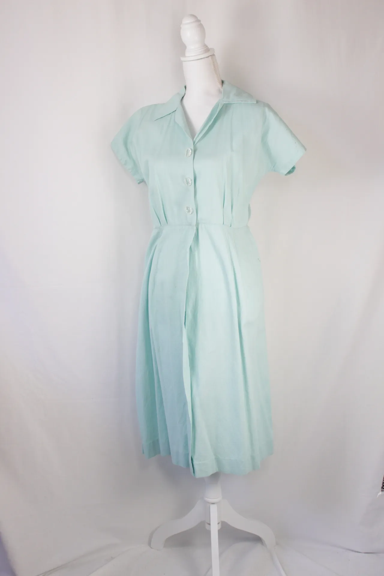 Light Blue Shirt Dress - clear ornamental buttons (medium)