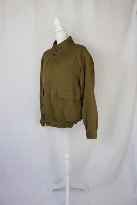 Army Green Jacket - Zip-Up with Buttoned Collar ()