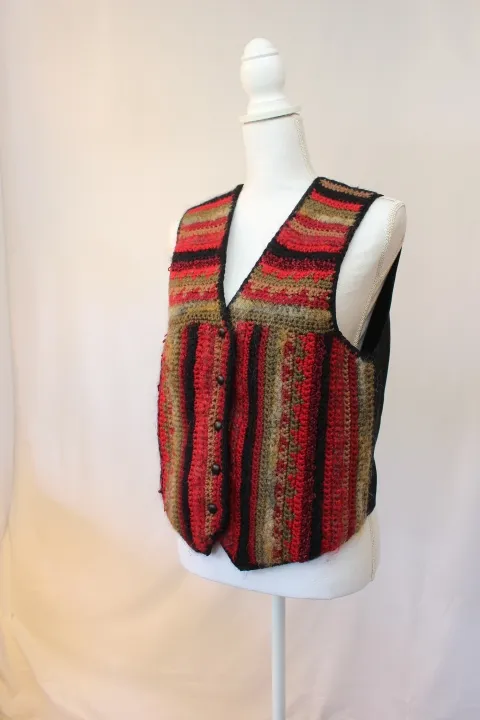 Multicolored Vest - Striped Knit-Front, Synthetic Backed ()