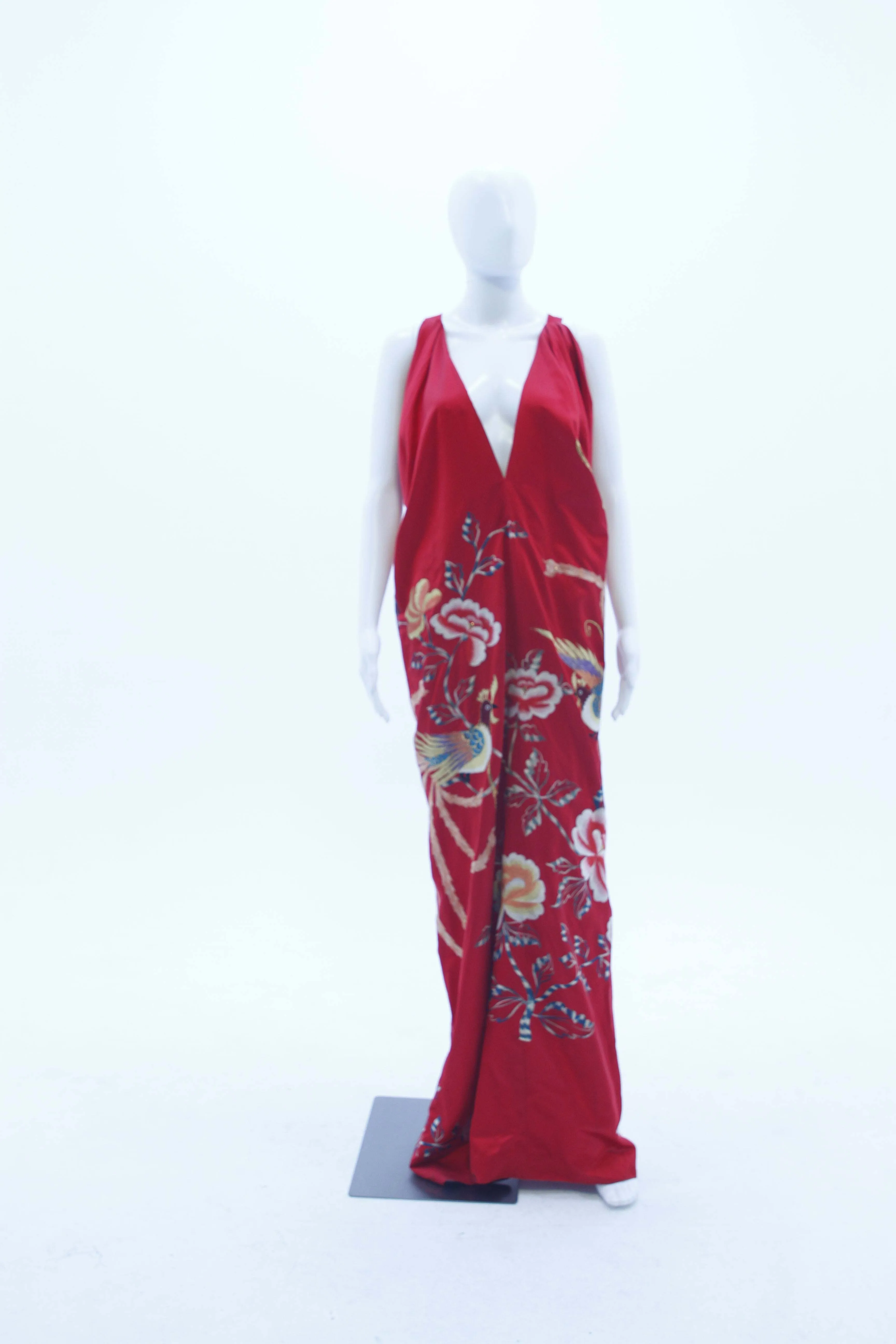 Chinoiserie Red Silk Gown