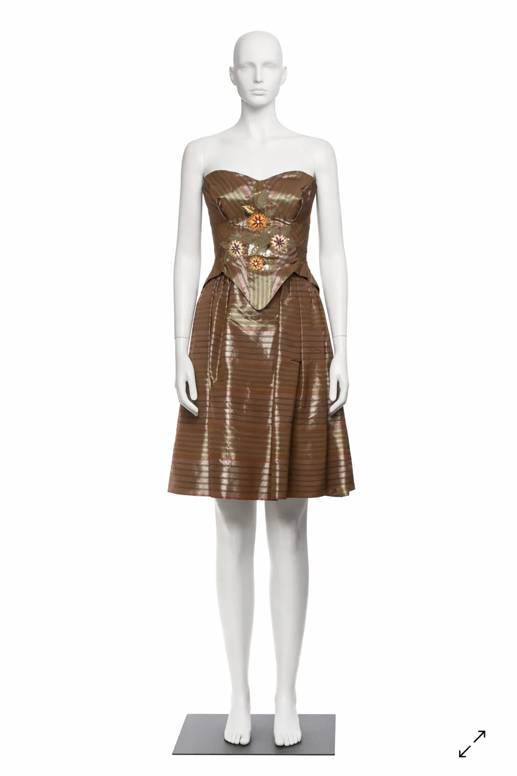 Christian Lacroix Strapless Taffeta Corset Dress with Floral Motif (Circa Early–Mid 1990s)