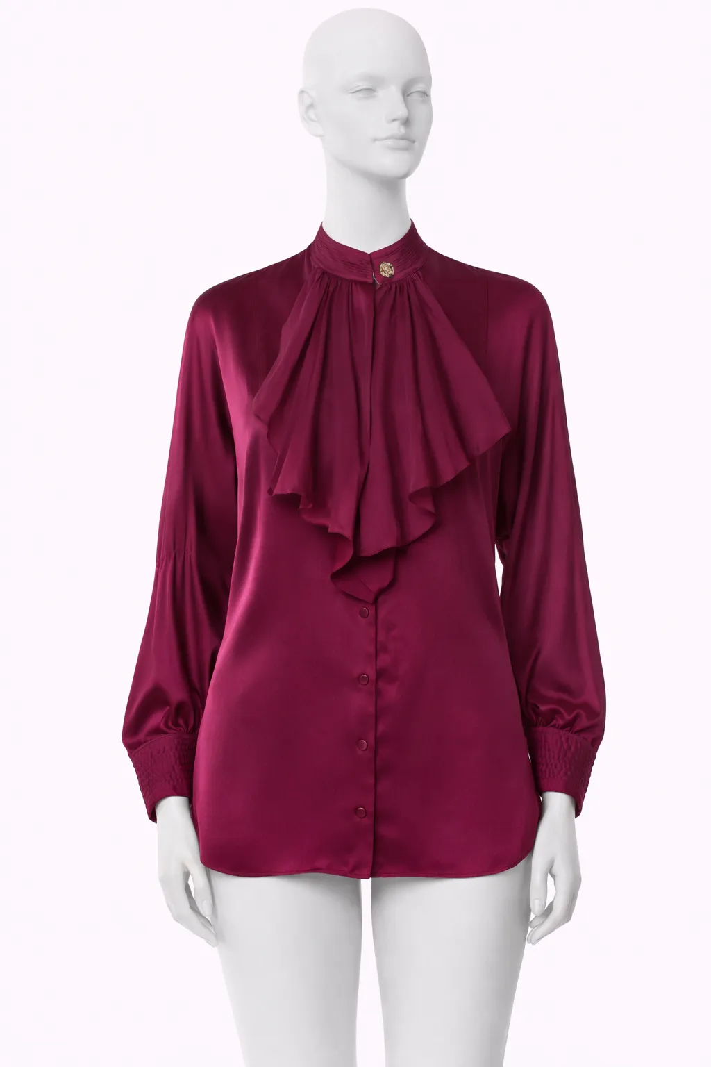 Roberto Cavalli 2000's Plum Silk Ruffle Blouse 