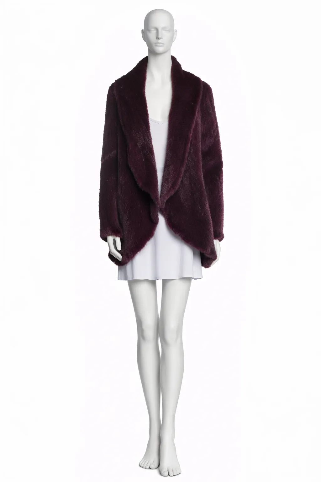Early 2000s Oscar de la Renta Plum Knit Mink Open-Front Coat