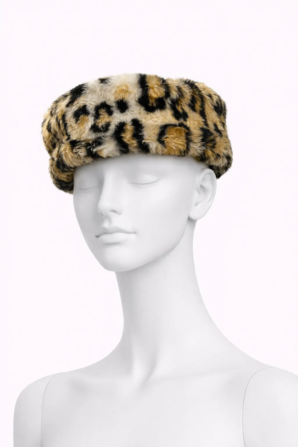 Vintage Faux Fur Leopard Pillbox Hat