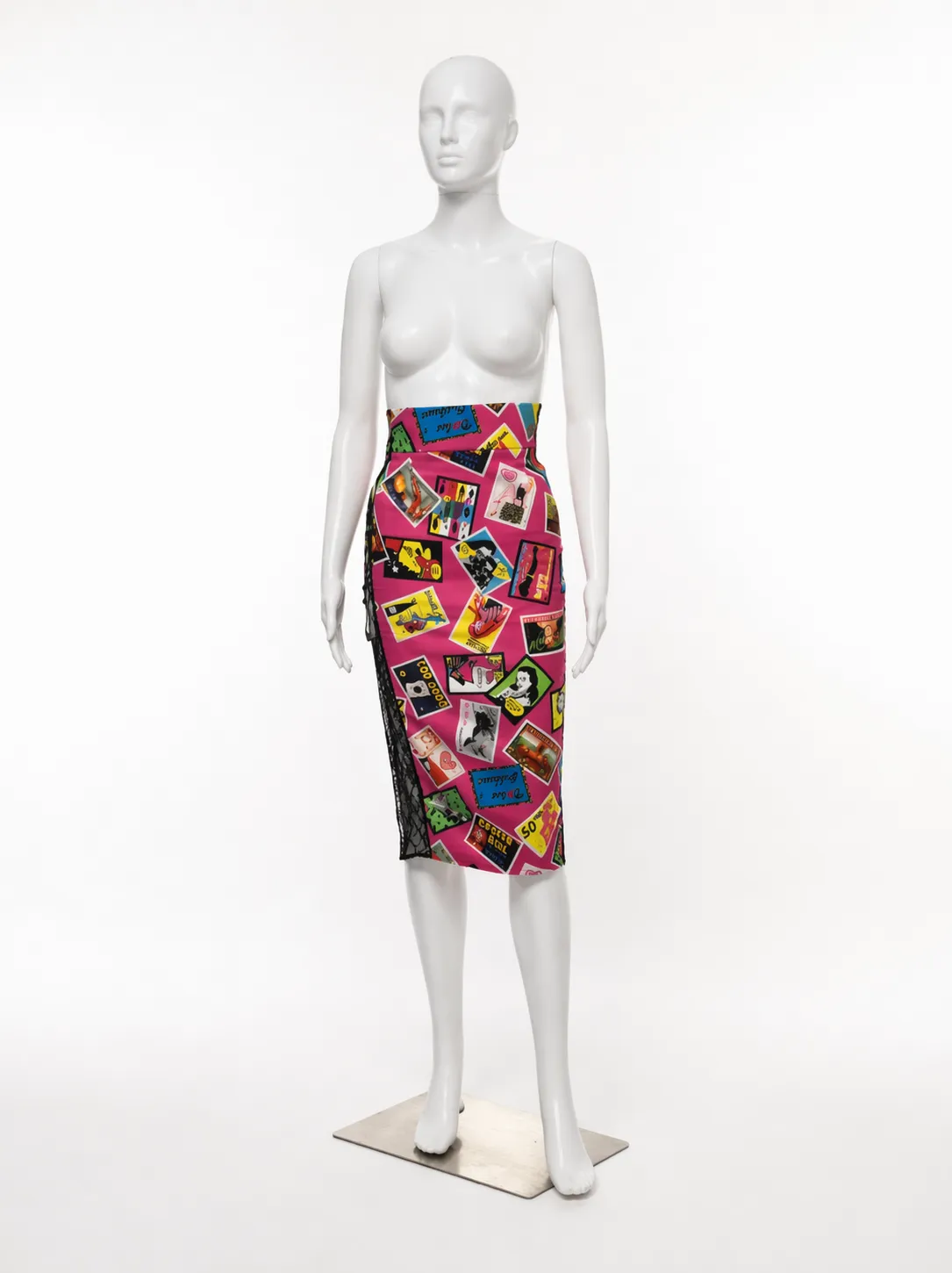 Dolce & Gabbana Spring 2004 Postcard Print Pencil Skirt