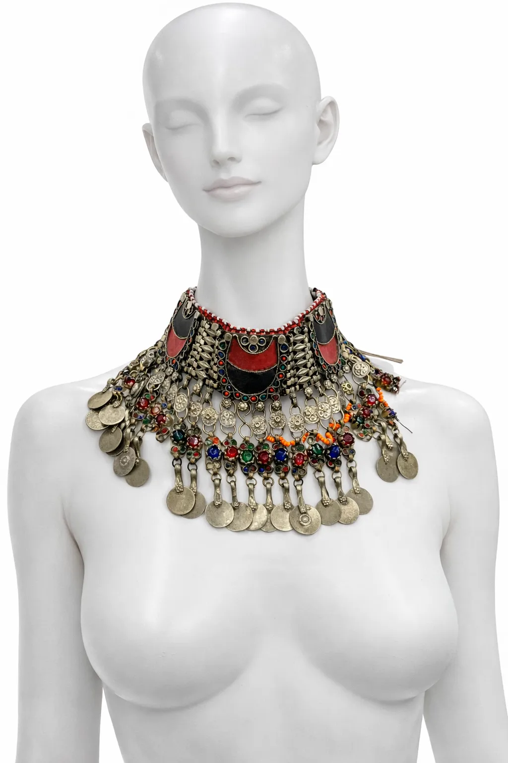 Vintage Tibetan Bridal Coin Collar Necklace