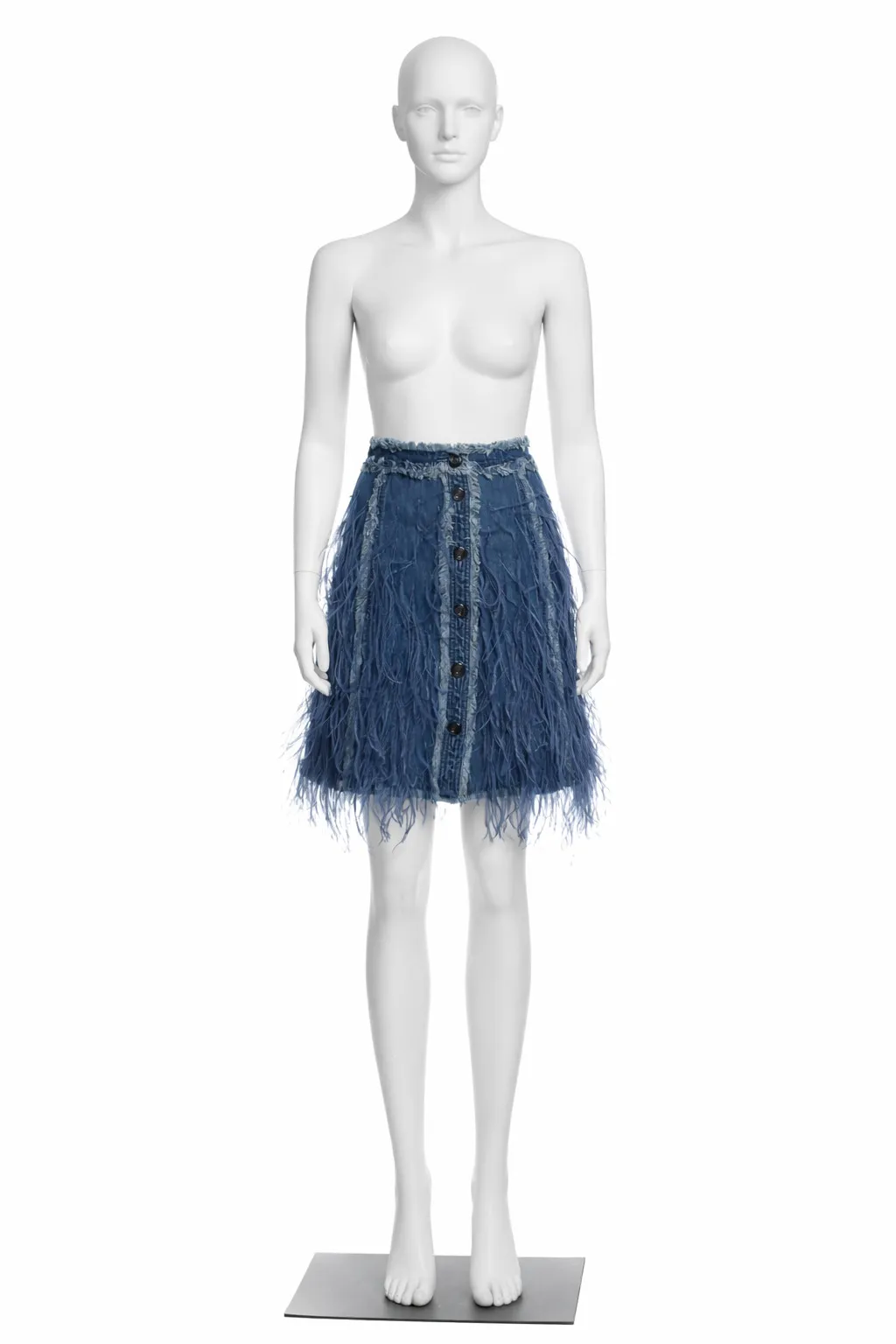 Michael Kors Collection Fall/Winter 2016 Feather-Embroidered Denim Mini Skirt