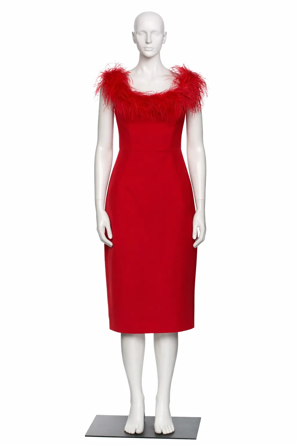 Milly Cady Feather Off The Shoulder Red Cocktail Dress