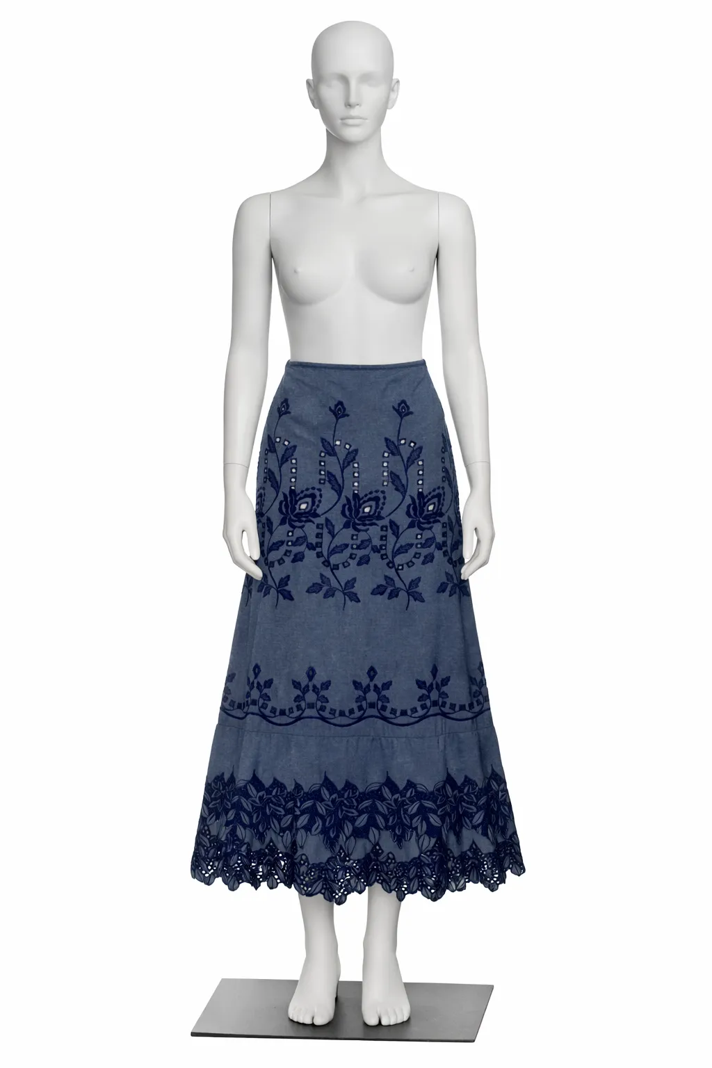 Christian Lacroix SS Chambray Eyelet Maxi Skirt 