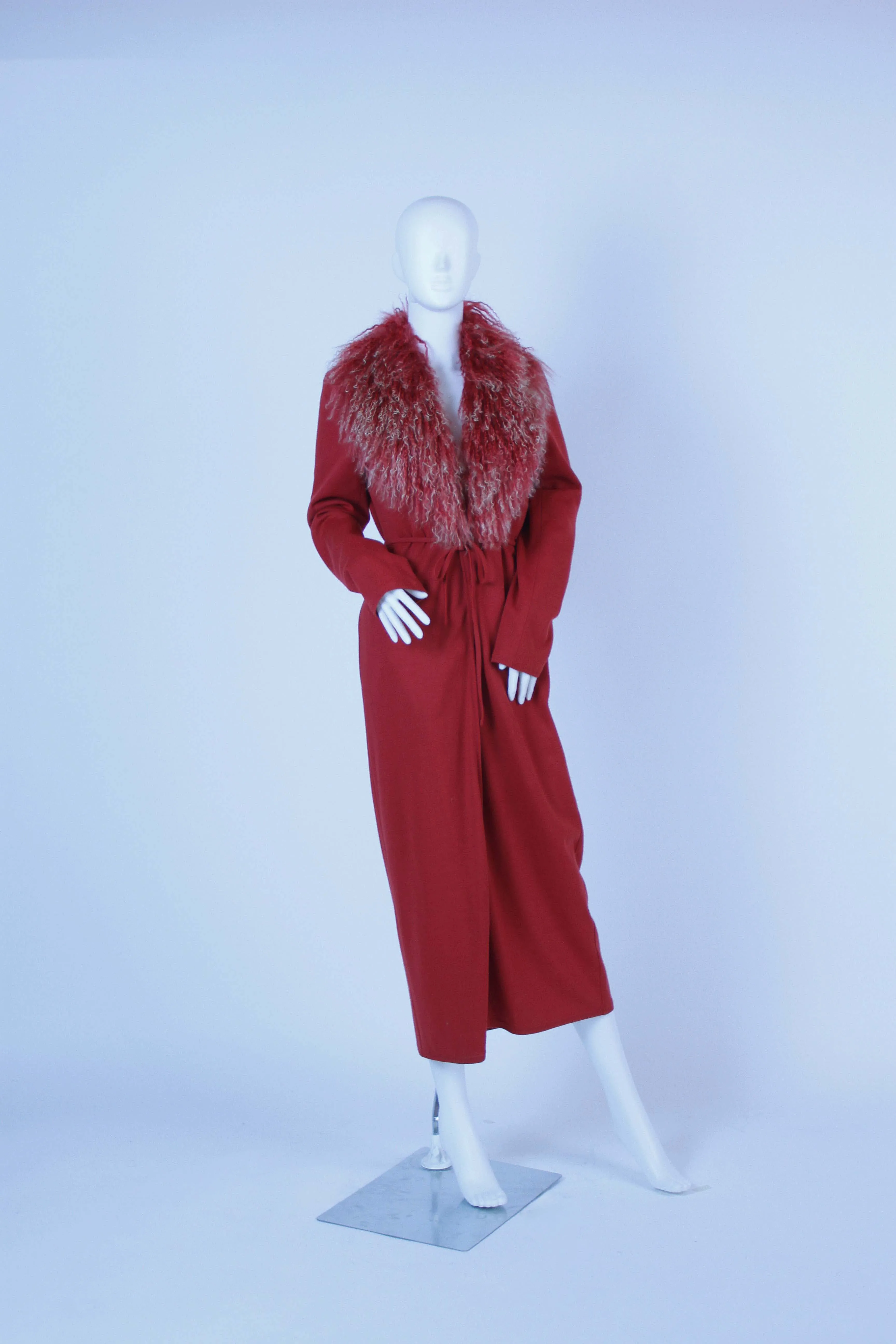 Wool Duster with Mongolian Fur Collar