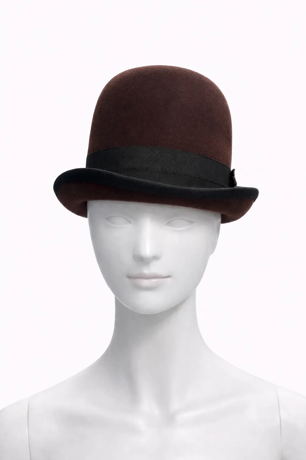 Deep Plum Felt Bowler Hat with Black Grosgrain Band