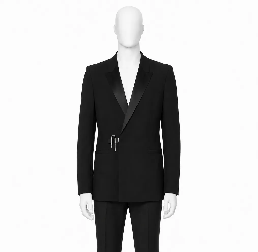 Givenchy Black Wool Tuxedo Jacket with Silver Hardware, c. 2010s