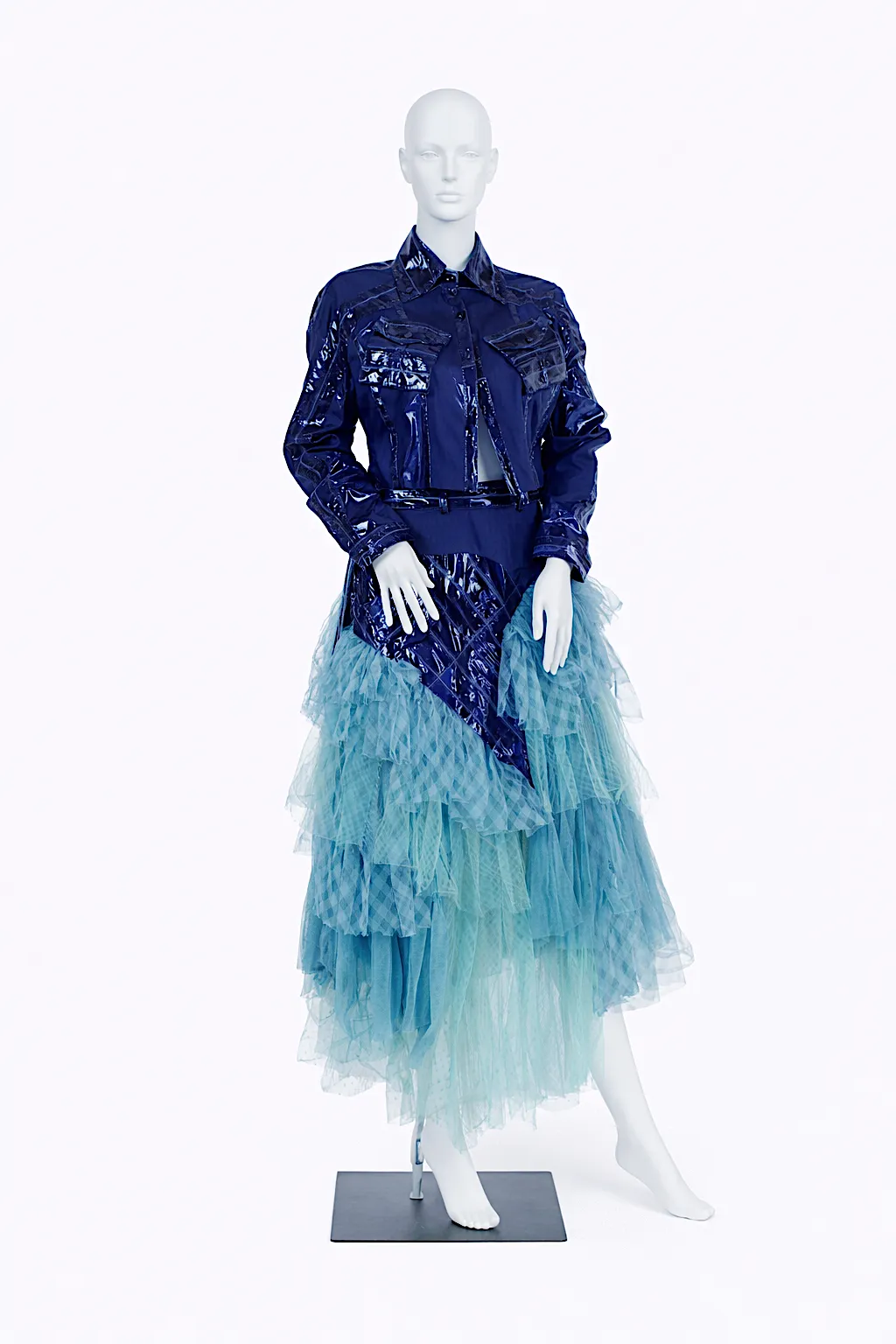 Leonard Paris Patent Leather & Linen Tulle Skirt Ensemble