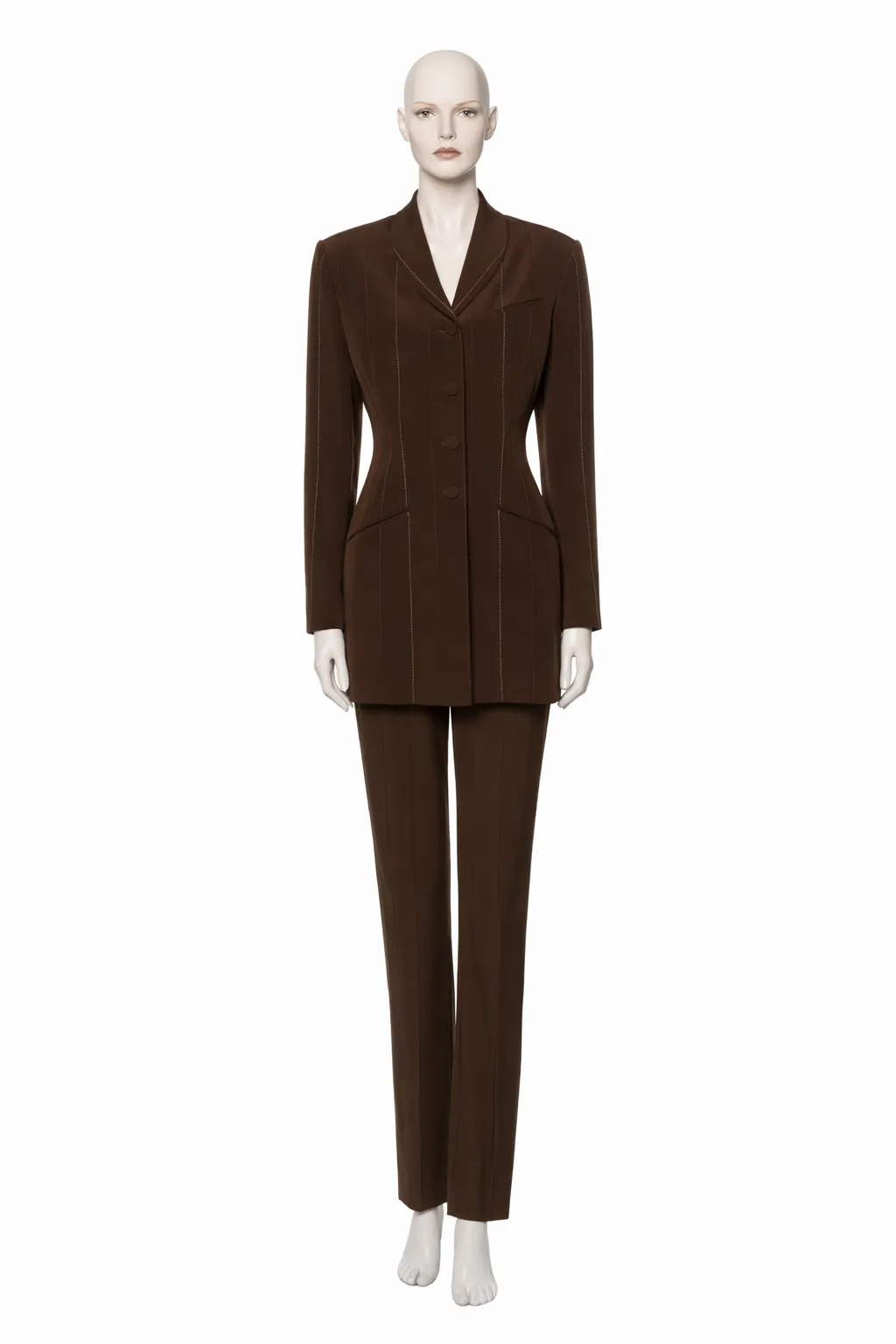 1990s Richard Tyler Chocolate Pinstripe Power Suit