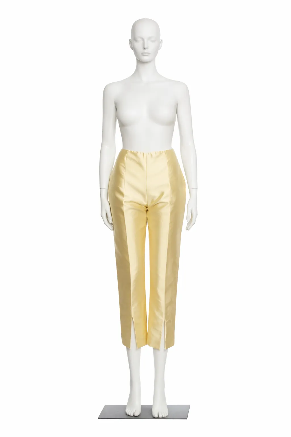 Alexander McQueen Spring 2004 Yellow Silk Cigarette Pants 