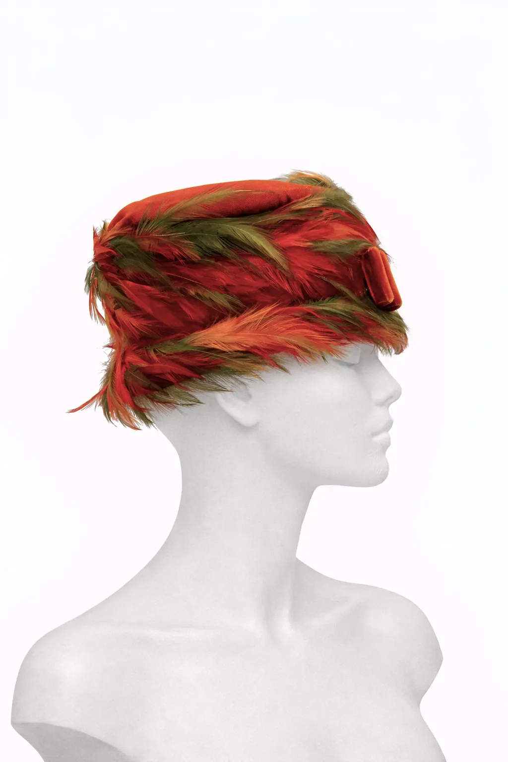 Orange and Green Feather Hat