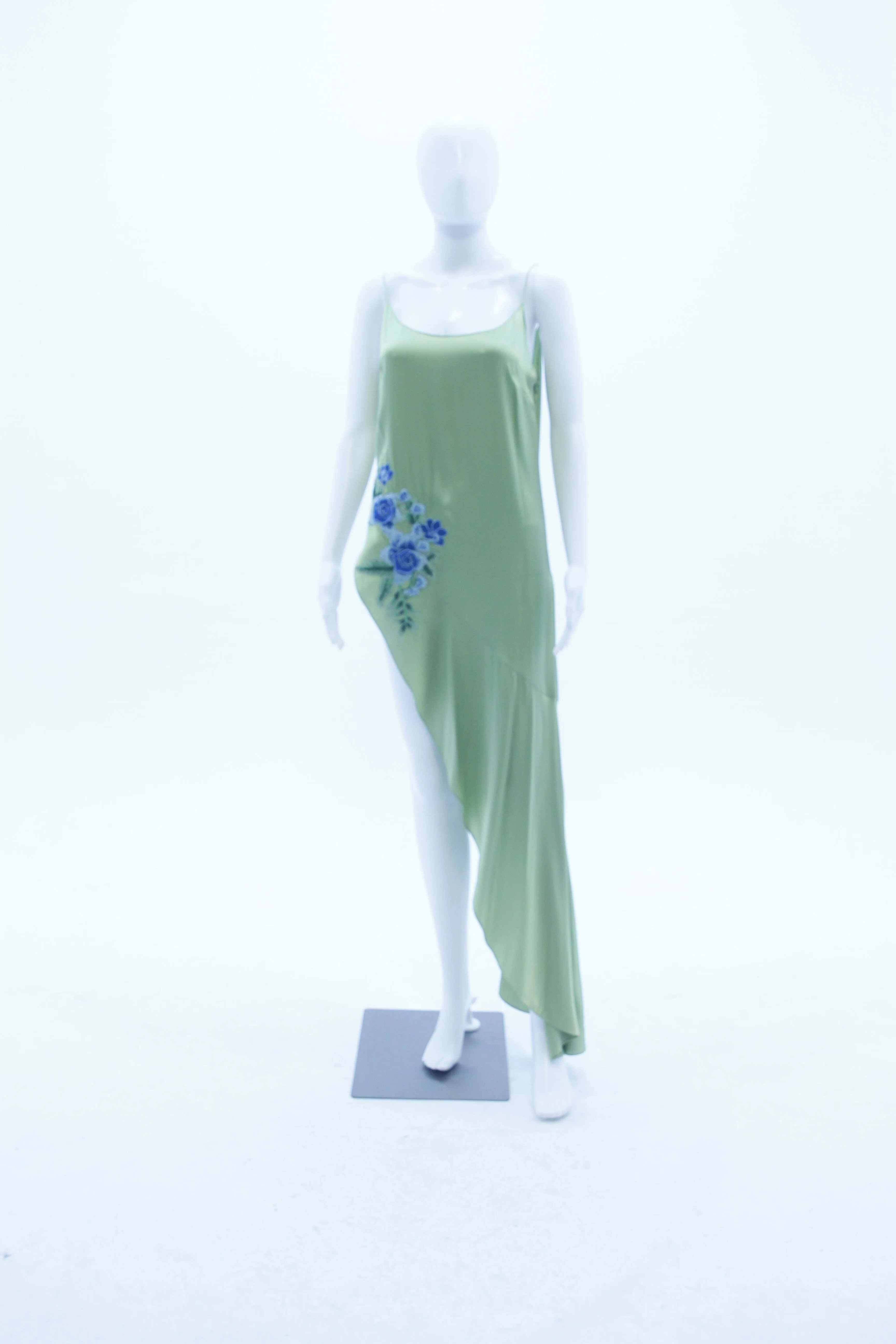 Silk Green Bias-cut Dress