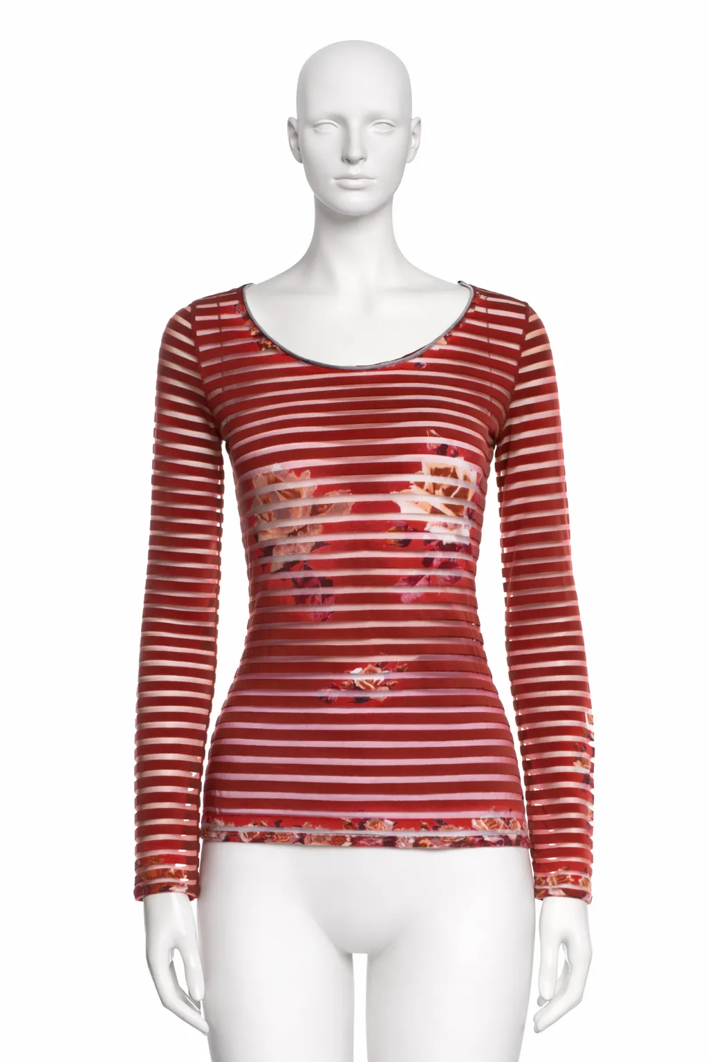 Jean Paul Gaultier 1990's SS Rose Striped Long Sleeve Top 